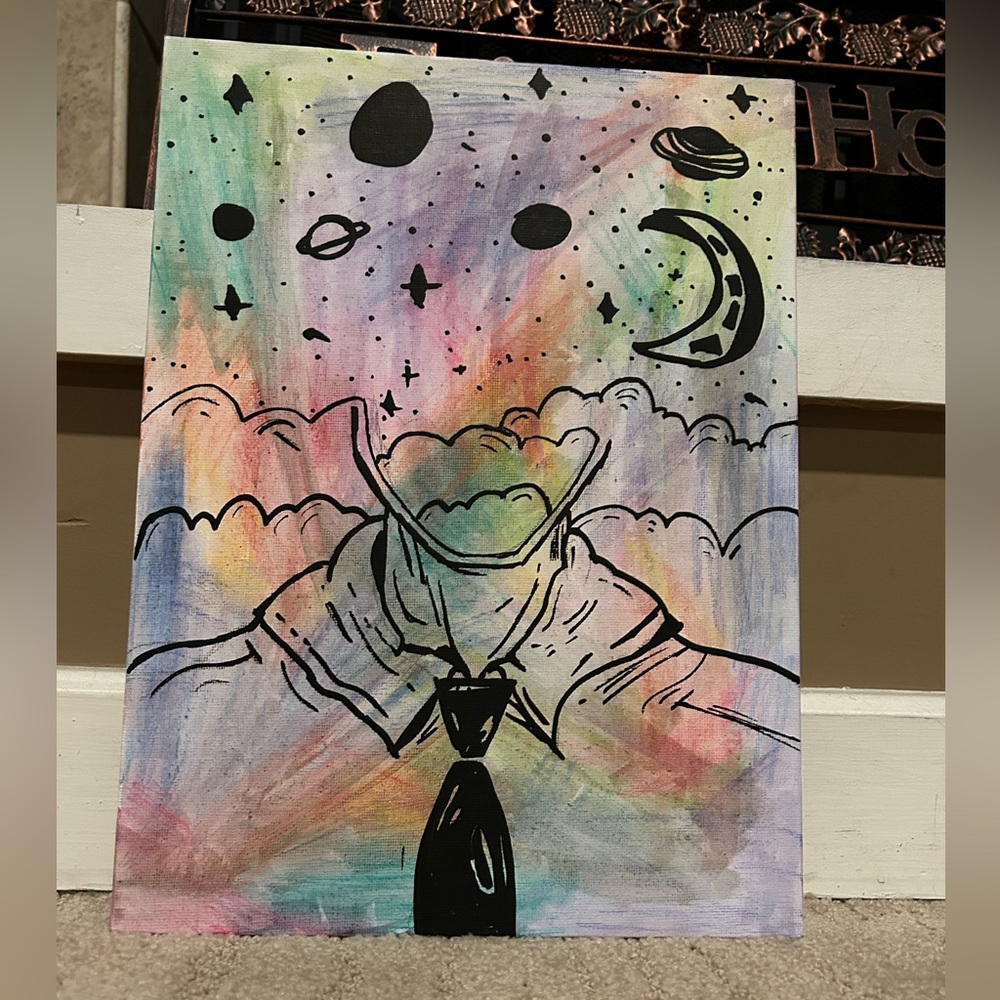 Original Painting, Head in the Clouds